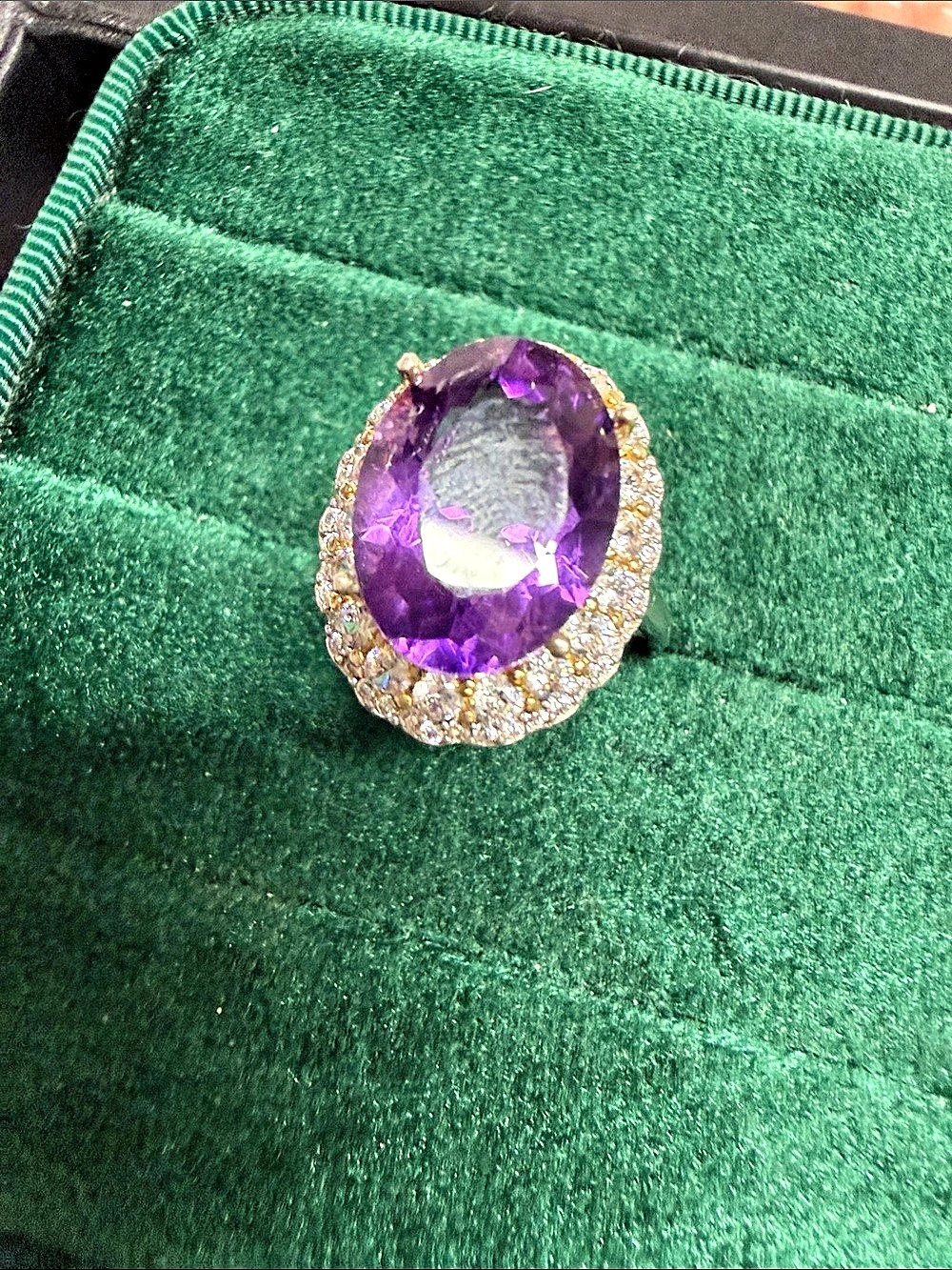 Purple Amethyst-Style Halo Ring size 8 adjustable